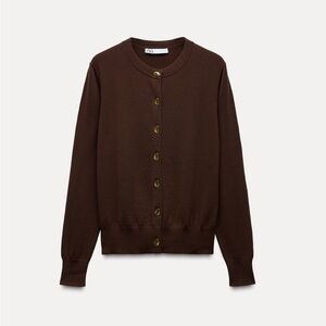 Zara Brown Button-Up Women's Sweater